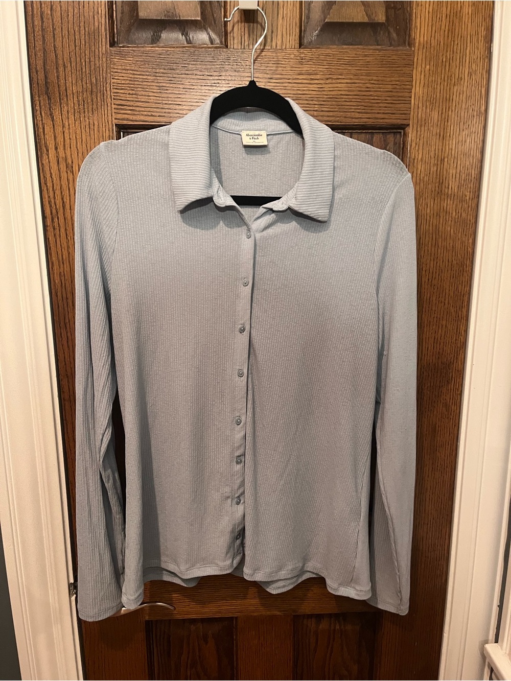 Abercrombie & Fitch Light Blue Ribbed Button-Down Shirt